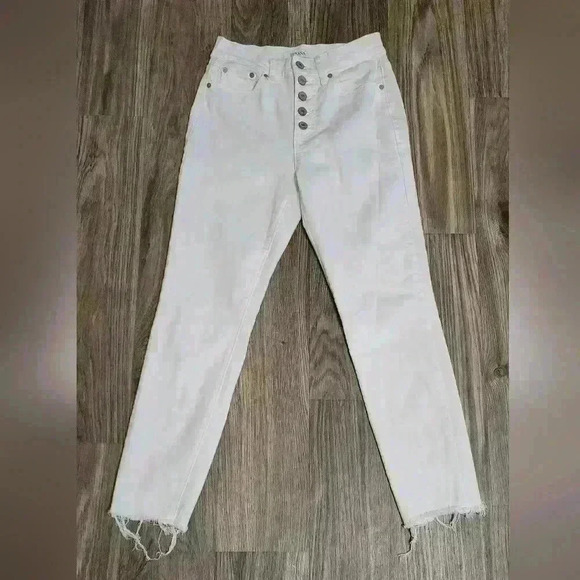 Zenana Button Front Skinny Jeans - White - Picture 1 of 4